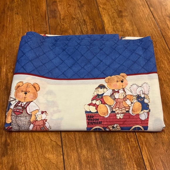 Vintage 1999 Sewing Fabric Daisy Kingdom #1810 Red Wagon Express 45” Bumper 2yds - Picture 8 of 8